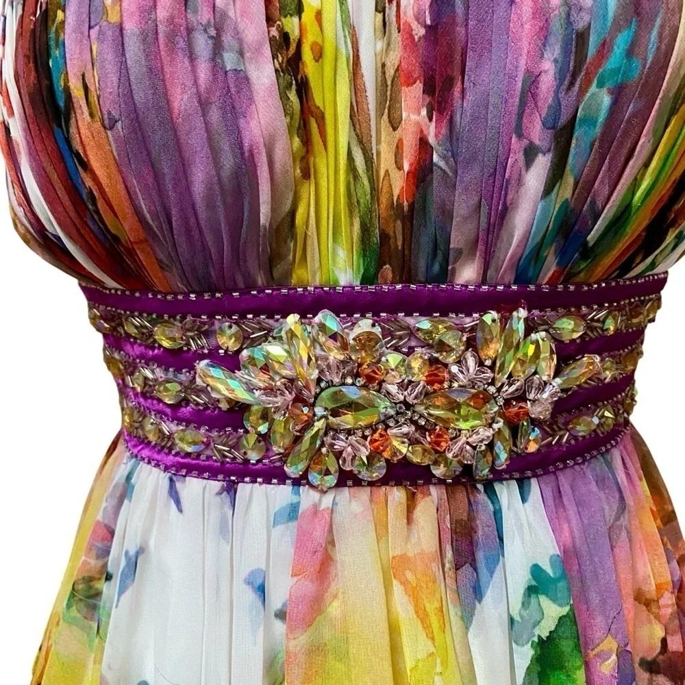 Tony Bowls Le Gala Floral Beaded Strapless Prom Gown Dress Size 2